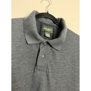 Eddie Bauer Mens Large Long Sleeve Polo Shirt Tall Gray Casual‎ Rugby